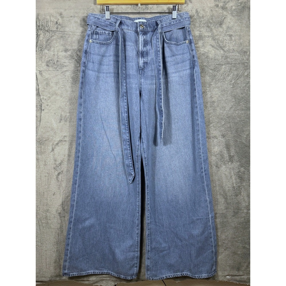 NWT LOFT The Palazzo Wide Leg Jeans Blue Medium Wash Tie Waist Size 30/10 NEW